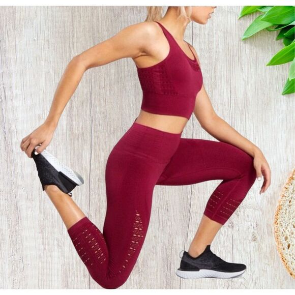 Gymshark Womens Energy + Seamless Leggings XS Beet Cropped READ DESC Activewear - Picture 1 of 11